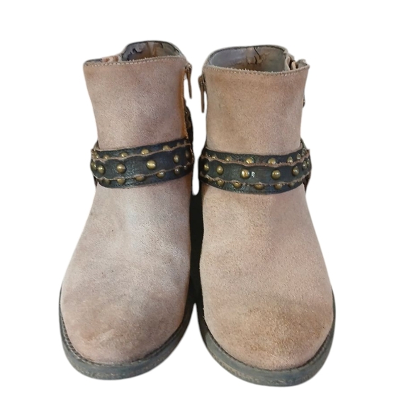 Crown Vintage Western Ankle Boots Studded Harness Leather Moto Booties Size 7.5 - Picture 2 of 14